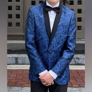 Colbalt Paisley Tuxedo Jacket Boys 14
